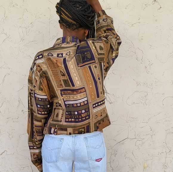 SOLD Vintage Brown Silk Jacket - Picture 3 of 8